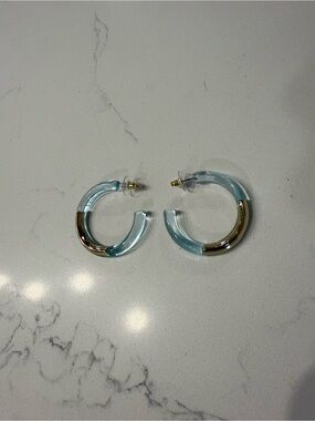 Blue & Gold Resin Hoop Earrings RUSH by Denis & Charles